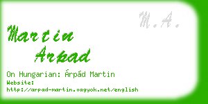 martin arpad business card